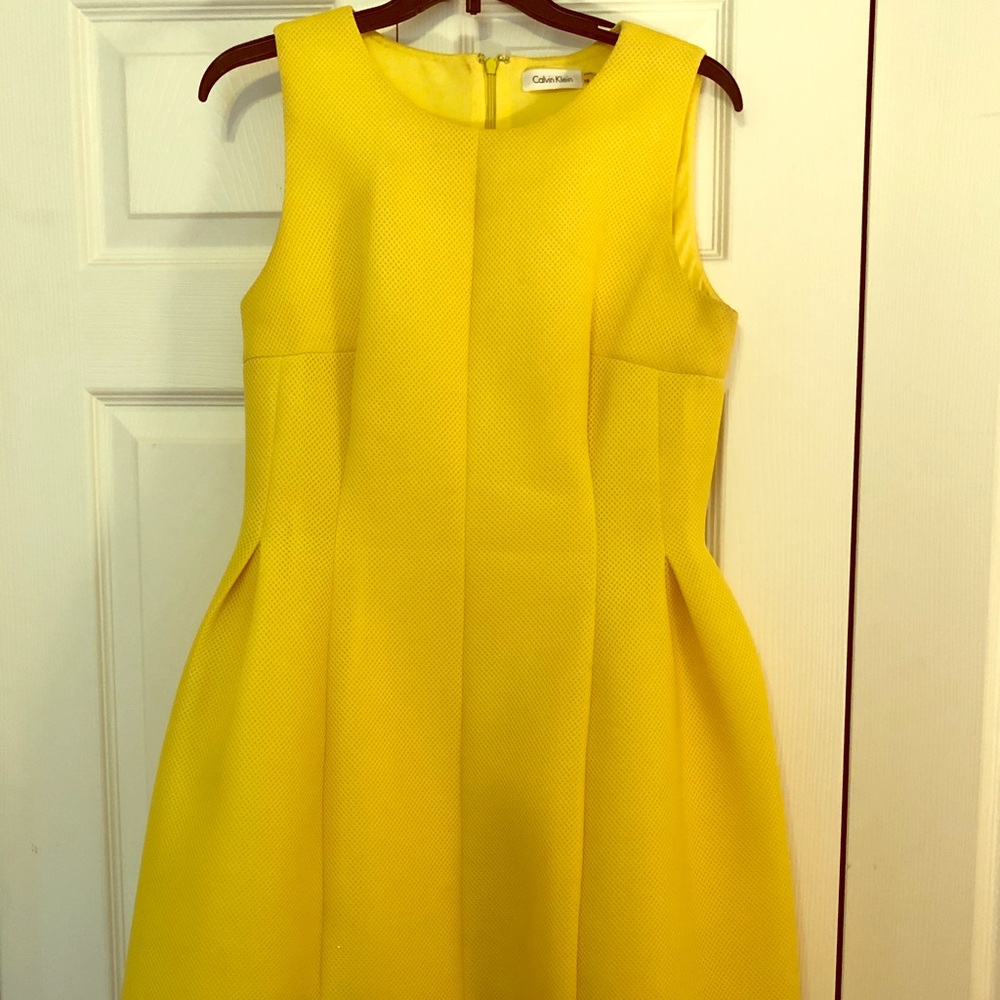Calvin Klein Yellow Fit and Flare Dress